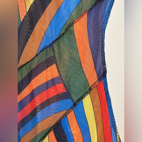 Paris Multi-Colored Sheer Mini Dress ❤️💚💙💛🧡🩶 - Picture 3 of 4